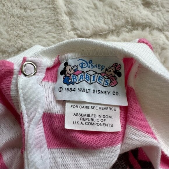 Disney | Vintage Pink Striped Graphic "Baby Mickey" Bodysuit | Size 18 Months - Picture 12 of 14